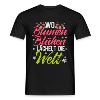 Wo Blumen Blühen Lächelt Die Welt - Männer T-Shirt - Schwarz - Vorne - AI Model Male 178 light (178cm)