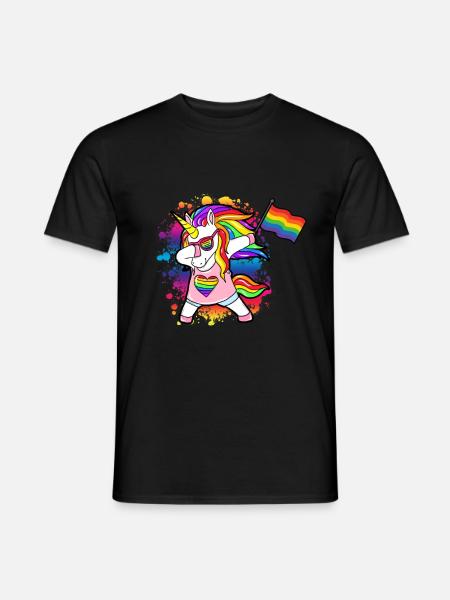 LGBT Lesbian Unicorn Rainbow Rainbow Flag - Men's T-Shirt - black