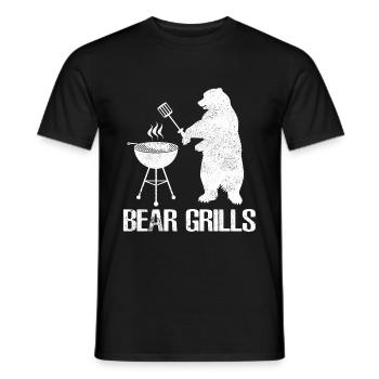 Bear Grills - Bear Grills - Bear grilling or BBQ barbecue - Men's T-Shirt - black - Front - AI Model Male 178 light (178cm)