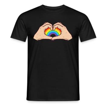 CSD LGBT Hände formen Regenbogen Herz Pride - Männer T-Shirt - Schwarz - Vorne - AI Model Male 178 light (178cm)