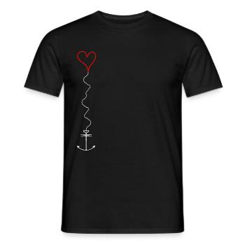 Anker mit Herz an Kette - Männer T-Shirt - Schwarz - Vorne - AI Model Male 178 light (178cm)