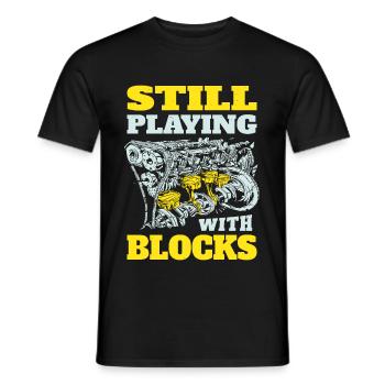 Still playing with blocks, Mechanics Engine Block - Men's T-Shirt - black - Front - AI Model Male 178 light (178cm)