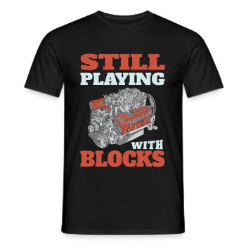 Still playing with blocks, Mechanics Engine Block - Men's T-Shirt - black - Front - AI Model Male 178 light (178cm)
