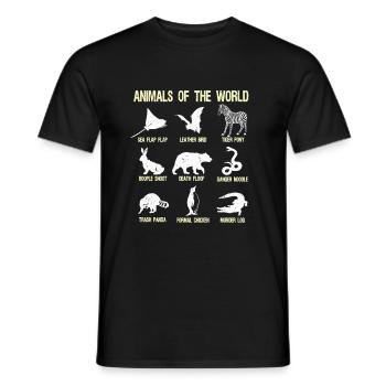 Tiere der Welt Lustige Tiernamen Geschenk Humor - Männer T-Shirt - Schwarz - Vorne - AI Model Male 178 light (178cm)
