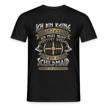 Shieldmaiden No princess viking gift - Men's T-Shirt - black - Front - AI Model Male 178 light (178cm)