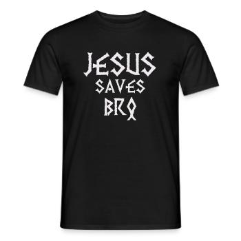 Jésus Saves Bro, cadeau shirt argent design - T-shirt homme - noir - Devant - AI Model Male 178 light (178cm)