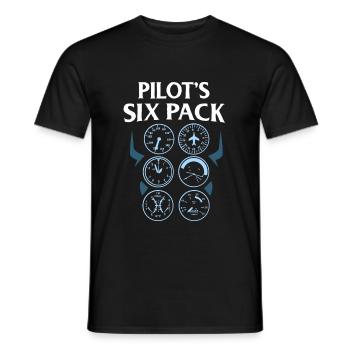 Sixpack Linienpilot Pilot Flugführer Geschenk - Männer T-Shirt - Schwarz - Vorne - AI Model Male 178 light (178cm)