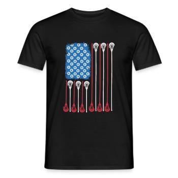 Lacrosse Lacross Lacrossespieler USA Flagge - Männer T-Shirt - Schwarz - Vorne - AI Model Male 178 light (178cm)