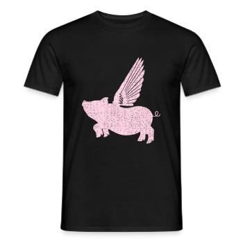 Cochon volant cochon chanceux ailes - T-shirt homme - noir - Devant - AI Model Male 178 light (178cm)