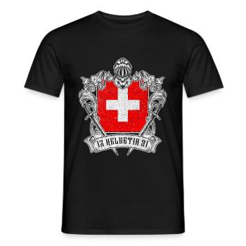 Switzerland Helvetia Patriot Swiss Cross Knight - Men's T-Shirt - black - Front - AI Model Male 178 light (178cm)