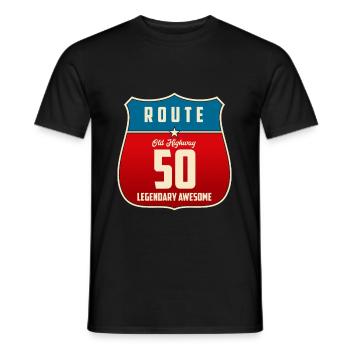 50th Birthday 50th Anniversary Route Highway Legend - Men's T-Shirt - black - Front - AI Model Male 178 light (178cm)