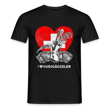 Suisse Ländler Schlager Musique folklorique Hudigäggeler - T-shirt homme - noir - Devant - AI Model Male 178 light (178cm)