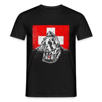 Schweiz Bernhardiner Hund Matterhorn - Männer T-Shirt - Schwarz - Vorne - AI Model Male 178 light (178cm)