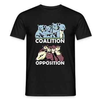 Koala coalition opossum opposition animals zoo - Men's T-Shirt - black - Front - AI Model Male 178 light (178cm)