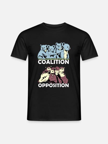Koala Koalition Opossum Opposition Tiere Zoo - Männer T-Shirt - Schwarz