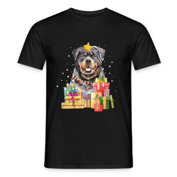 Rottweiler Hund Weihnachten Ugly Xmas - Männer T-Shirt - Schwarz - Vorne - AI Model Male 178 light (178cm)