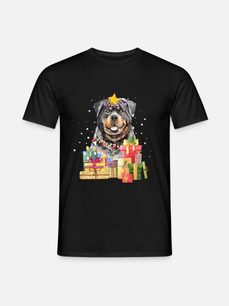 Rottweiler Hund Weihnachten Ugly Xmas - Mænd T-shirt - sort