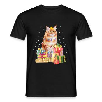 Maine Coon Forest Cat Cat Christmas Ugly Xmas - Men's T-Shirt - black - Front - AI Model Male 178 light (178cm)