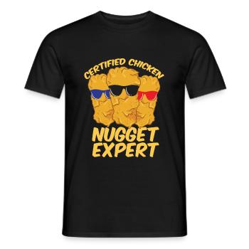 Chicken nuggets expert eating fast food - Men's T-Shirt - black - Front - AI Model Male 178 light (178cm)