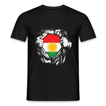 Kurde Kurden Kurdistan Flagge Fahne Held Superheld - Männer T-Shirt - Schwarz - Vorne - AI Model Male 178 light (178cm)