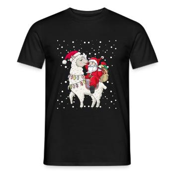 Santa reitet Lama Alpaka Ugly Christmas - Männer T-Shirt - Schwarz - Vorne - AI Model Male 178 light (178cm)