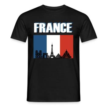 Frankreich-Flagge Pariser Skyline - Männer T-Shirt - Schwarz - Vorne - AI Model Male 178 light (178cm)