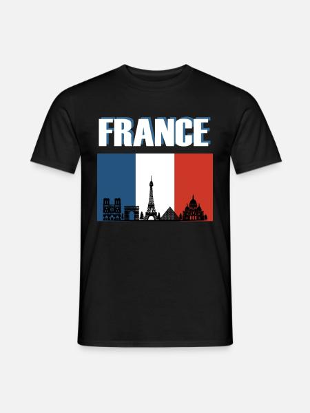 France Flag Paris Skyline - Men's T-Shirt - black