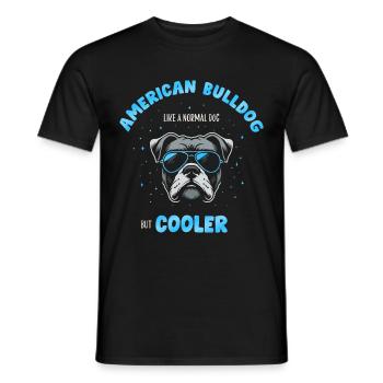 Bouledogue américain chien normal mais plus frais - turquoise - T-shirt homme - noir - Devant - AI Model Male 178 light (178cm)