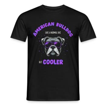 Bouledogue américain chien normal mais plus frais - violet - T-shirt homme - noir - Devant - AI Model Male 178 light (178cm)
