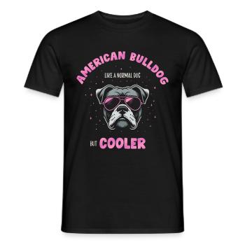 Bouledogue américain chien normal mais plus frais - rose - T-shirt homme - noir - Devant - AI Model Male 178 light (178cm)