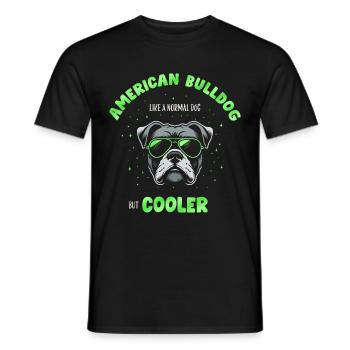 Bouledogue américain chien normal mais plus frais - vert - T-shirt homme - noir - Devant - AI Model Male 178 light (178cm)
