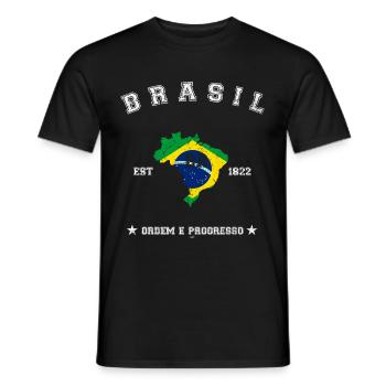 Brasil vintage flag-map - Men's T-Shirt - black - Front - AI Model Male 178 light (178cm)