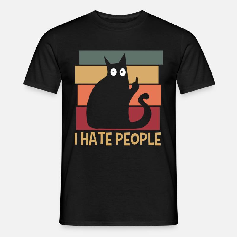 I Hate People Katze Retro - Männer T-Shirt - Schwarz