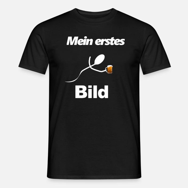 Mein erstes Bild Sperma mit einem Bier - Männer T-Shirt - Schwarz