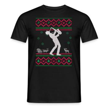 Ugly Rock Christmas Saxophone Jazz Musique Cadeau - T-shirt homme - noir - Devant - AI Model Male 178 light (178cm)