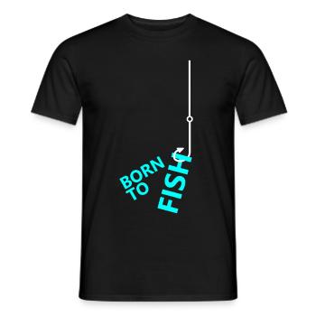pêche, pêcheur, pêche, pêcheur, poisson, canne à pêche - T-shirt homme - noir - Devant - AI Model Male 178 light (178cm)