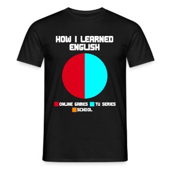 English Foreign Language Series Games Online Anime - Men's T-Shirt - black - Front - AI Model Male 178 light (178cm)