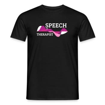 Speech therapist listening language therapy medicine gift - Men's T-Shirt - black - Front - AI Model Male 178 light (178cm)