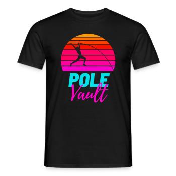 Stabhochsprung leichtathletik sport fitness retro - Männer T-Shirt - Schwarz - Vorne - AI Model Male 178 light (178cm)