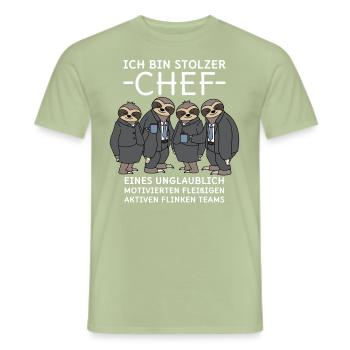 Unglaublich fleißiges Team Faultiere Stolzer Chef - Männer T-Shirt - Sage - Vorne - AI Model Male 178 light (178cm)