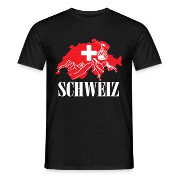 Switzerland Map Swiss Flag - Schweiz - Men's T-Shirt - black - Front - AI Model Male 178 light (178cm)