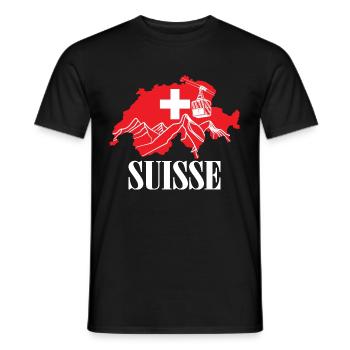 Suisse - Suisse Carte Drapeau Suisse - T-shirt homme - noir - Devant - AI Model Male 178 light (178cm)