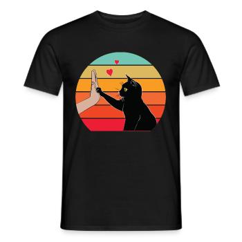 Cat High Five - Men's T-Shirt - black - Front - AI Model Male 178 light (178cm)