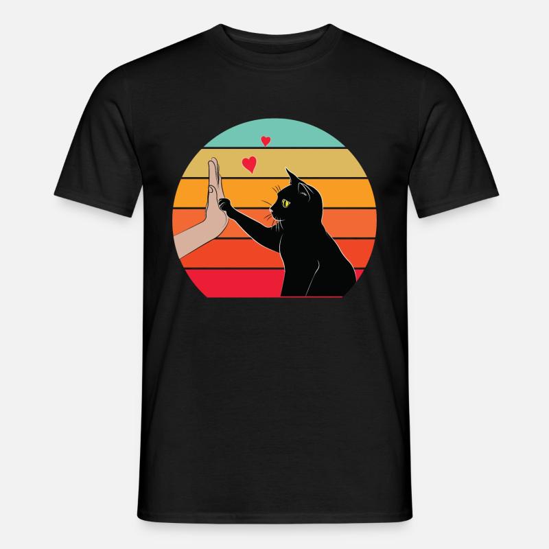 Katze High Five - Männer T-Shirt - Schwarz