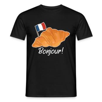 Bonjour Croissant - Funny French Food - Men's T-Shirt - black - Front - AI Model Male 178 light (178cm)