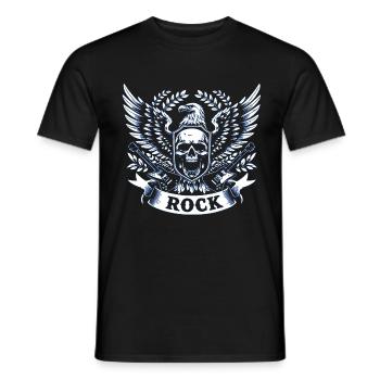 Skull Eagle Guitare électrique Rock Band Chemise - T-shirt homme - noir - Devant - AI Model Male 178 light (178cm)