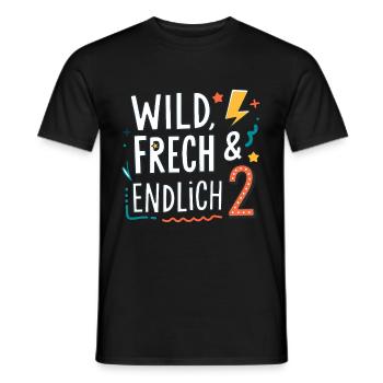 Wild, Frech & Endlich 2 Jahre 2. Geburtstag - Männer T-Shirt - Schwarz - Vorne - AI Model Male 178 light (178cm)