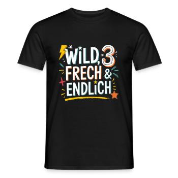 Sauvage, effronté et enfin 3 ans 3e anniversaire - T-shirt homme - noir - Devant - AI Model Male 178 light (178cm)