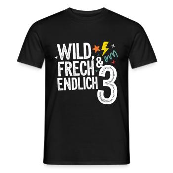 Sauvage, effronté et enfin 3 ans 3e anniversaire - T-shirt homme - noir - Devant - AI Model Male 178 light (178cm)