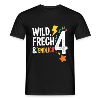 Wild, Cheeky & Finally 4 Years 4th Birthday - Men's T-Shirt - black - Front - AI Model Male 178 light (178cm)
